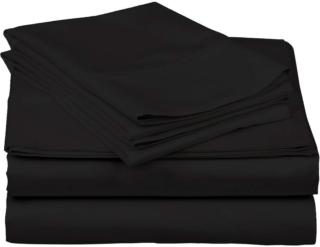 Cotton Home- 4 Pieces Split Head Flex King Size Black Color Sheet Set – Soft Quality Luxury 15 Inch Deep Pocket & Bedding Set with Flat Sheet, Fitted Sheet, 2-Pillow Covers(20' x 30')Inches