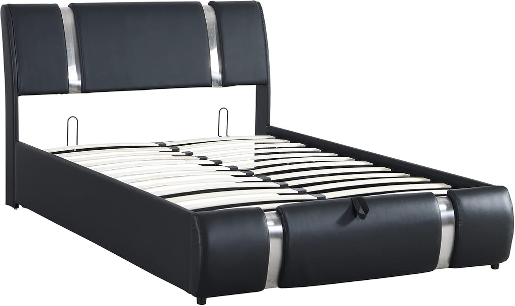 Queen Size Lift Up Storage Bed with Storage Ottoman, Queen Bed Frame with Tufted Headboard/Hydraulic Storage, 2-Pieces Queen Bedroom Sets, Easy Assembly, Pink(Black,Full)