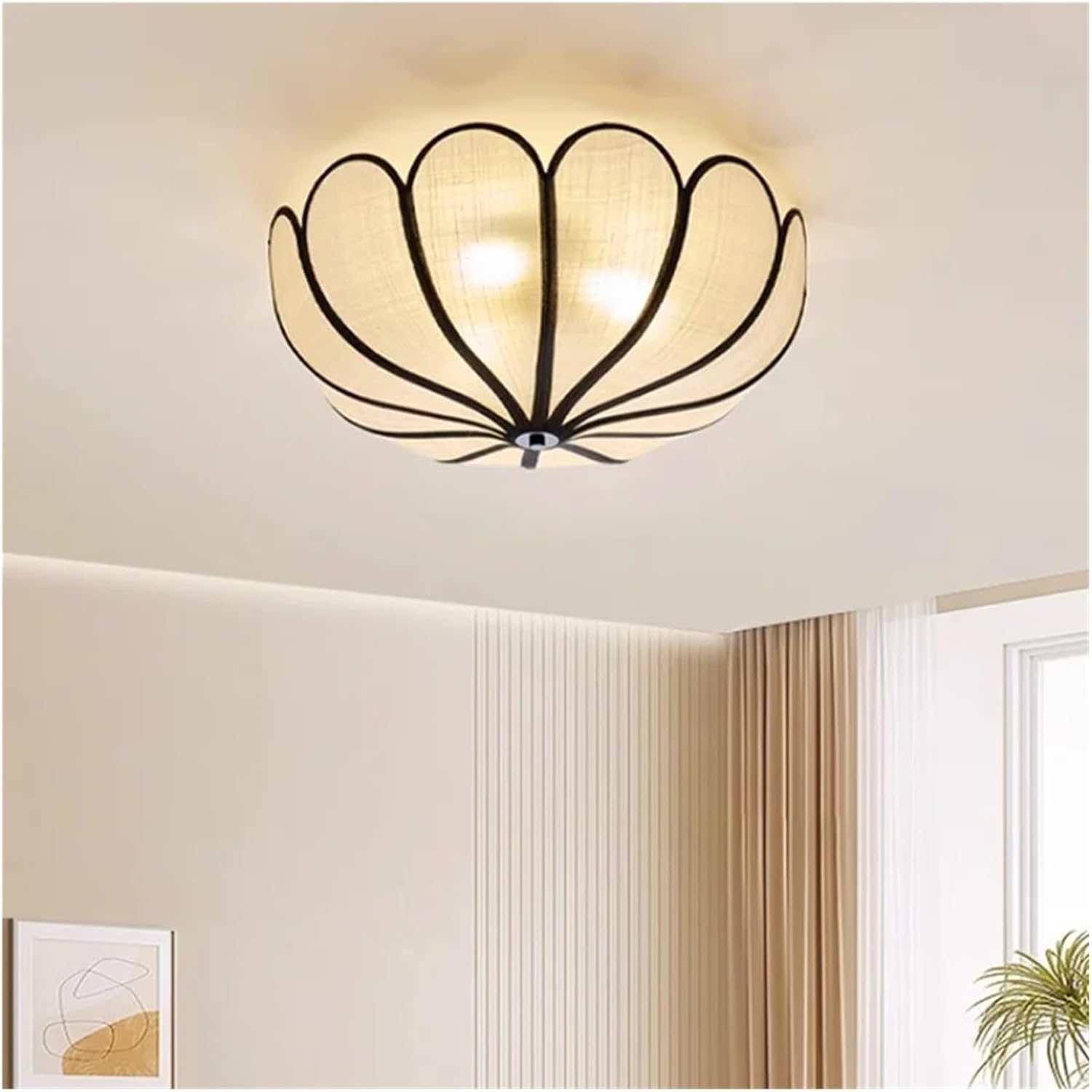 Nordic Ceiling Lamp Bedroom Romantic Ceiling Light Flower Creamy Petals Mounted Lamparas Led Luminarias