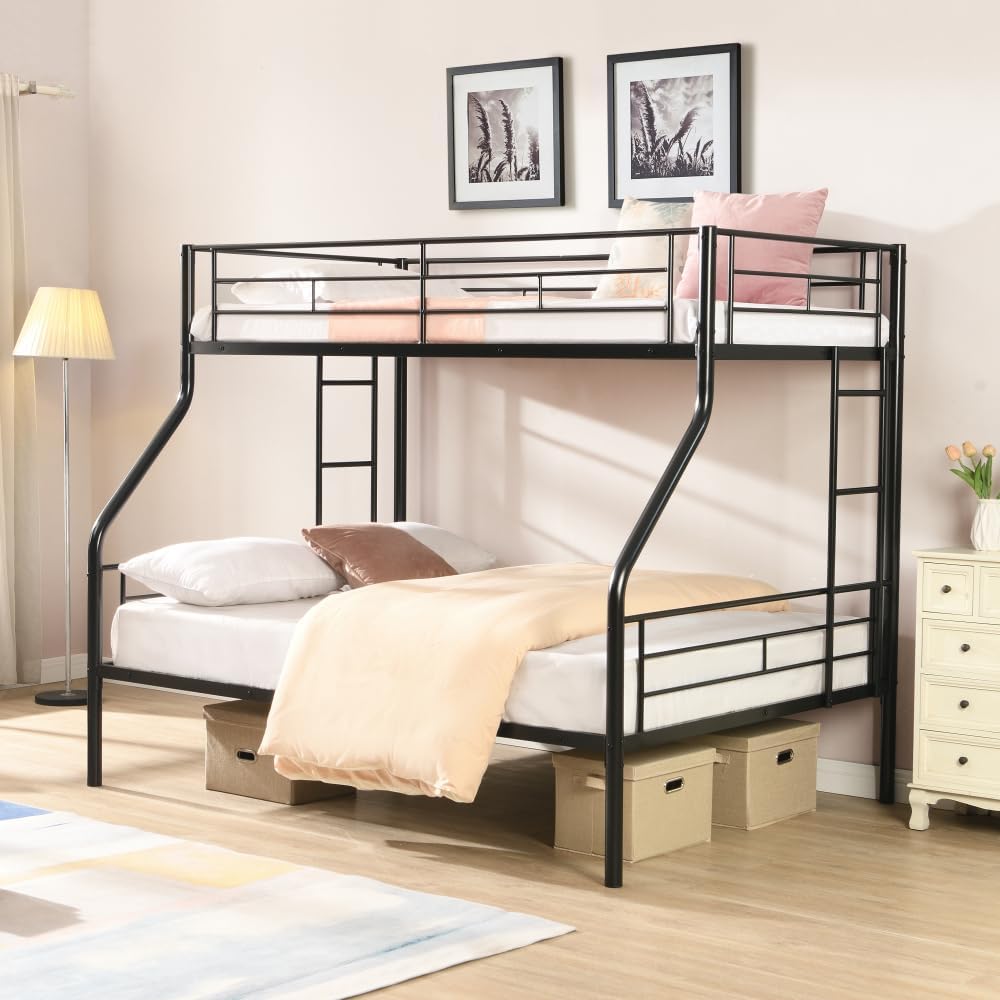 BUNK Bed Pink Twin Over Twin (Black + Metal-2)