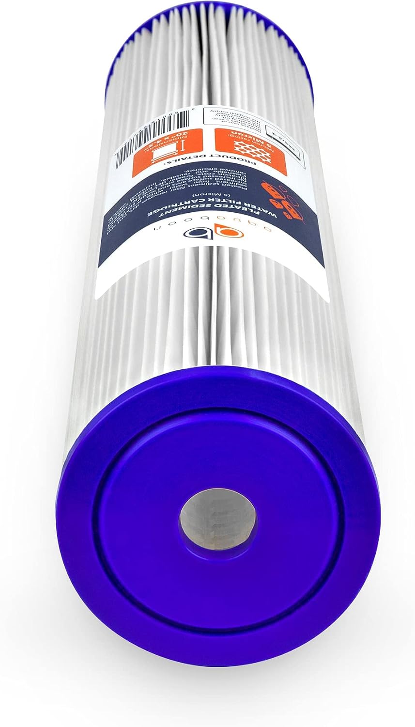 Aquaboon 5 Micron 20 x 4.5 Whole House Pleated Water Sediment Filter Replacement Water Filter Cartridge Compatible with ECP5-20BB, SPC-45-2005, 6-Pack