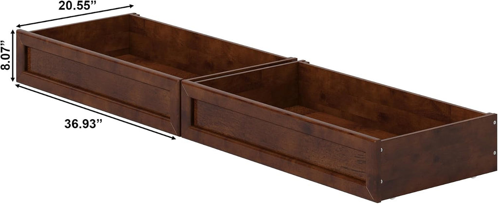 AFI, Mid-Century Modern Under Bed Storage Drawers, Twin/Full, Walnut