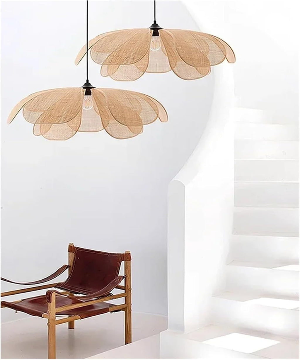 Modern Chandelier, Japan E27 Handmade Rattan Pendant Lights for Living Room Chandelier Bar Loft Hanging Lamp Lustre Home Decor Luminarias(A Ceiling D60cm,Neutral)