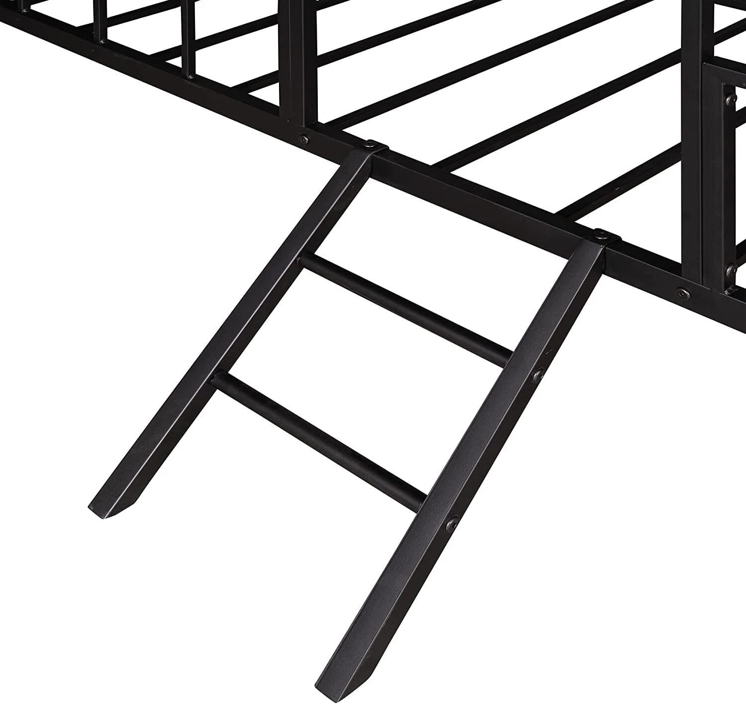 GOWE Black Finish Twin Bunk Bed Contemporary Style House Design with Full Metal Construction and Angled Ladder
