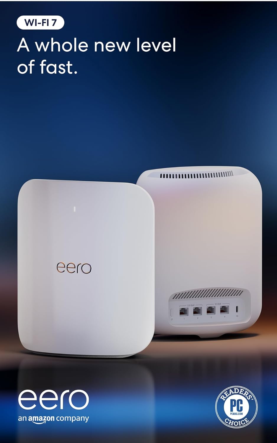 Amazon eero Max 7 mesh wifi system (newest model) - Supports internet plans up to 10 Gbps, Coverage up to 5,000 sq. ft., Connect 500+ devices, 2-pack