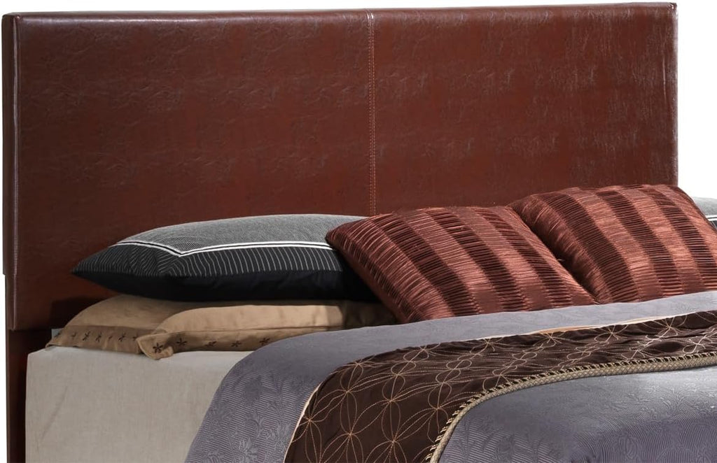 Glory Furniture Aaron Faux Leather Upholstered Queen Bed in Light Brown