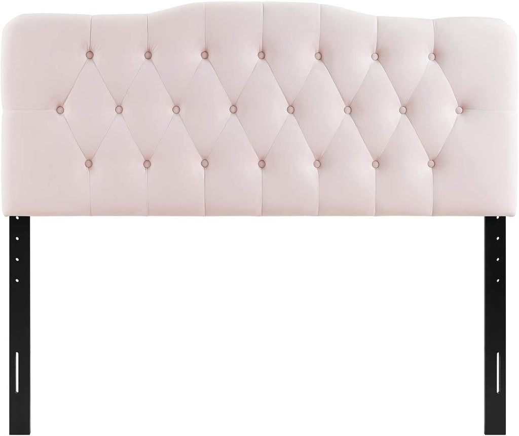 Modway Annabel Diamond Tufted Performance Velvet Full Headboard in Pink
