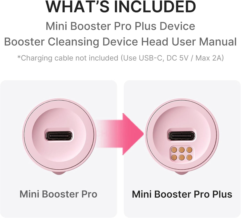 medicube Mini Booster Pro Plus Cleansing Device Set | 2-in-1 Facial Cleansing, Skincare Device | Pore, Makeup, Excess Sebum Care | Portable Skincare Booster with 3 Modes | Korean Facial Device, Pink