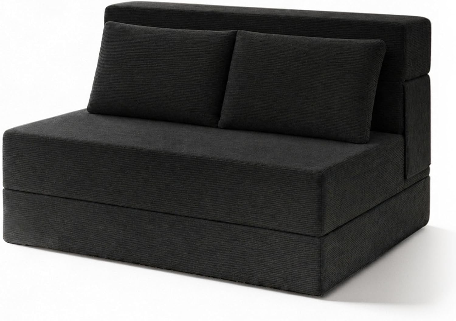 Folding Sofa Bed,Convertible Sleeper Chair with Pillow, Loveseat Fold Out Chair Bed, Memory Foam Floor Couch Mattress, Foldable Futon Couch Lounge for Living Room(Black-Corduroy, Twin XL)