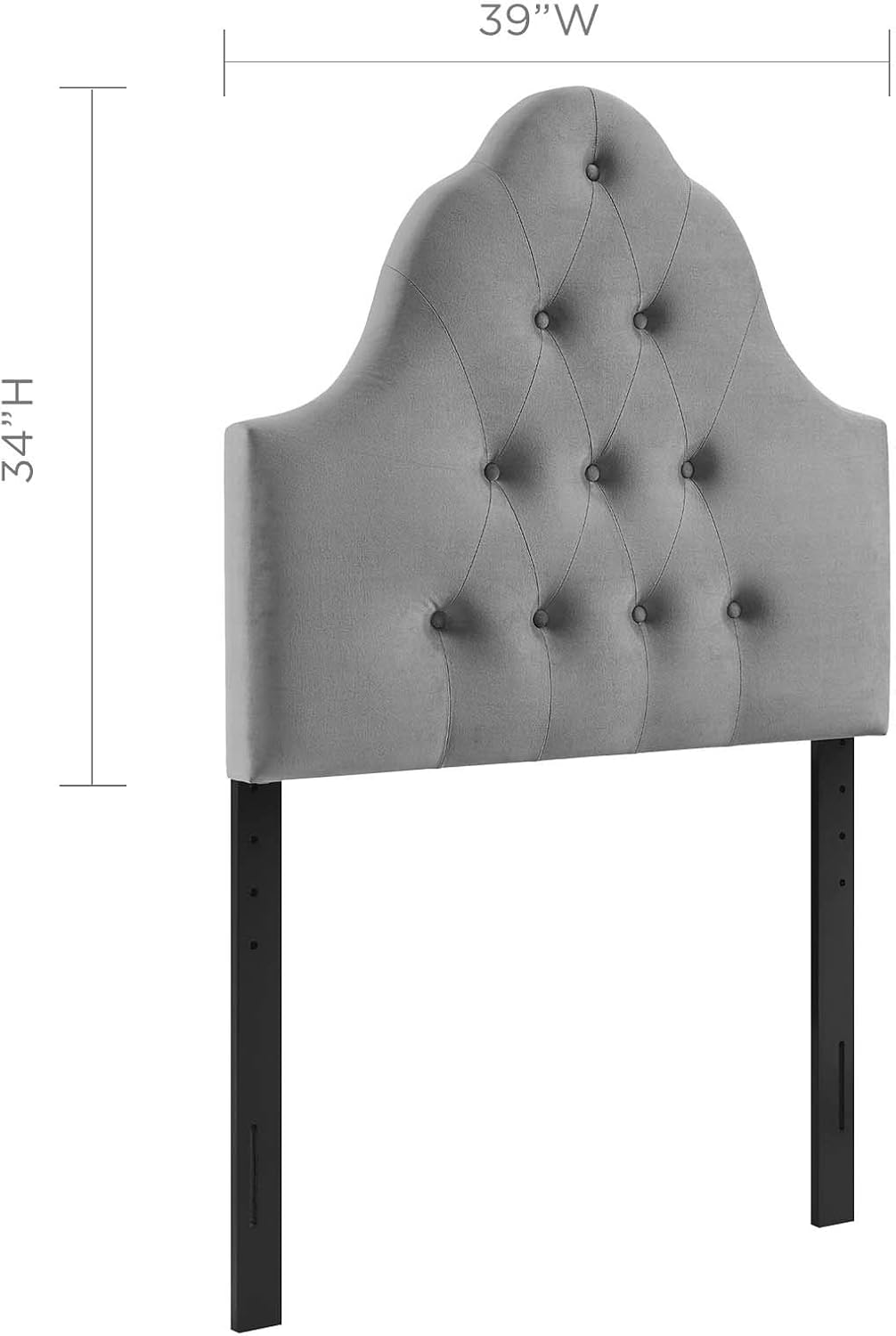 Modway Sovereign Twin Diamond Tufted Performance Velvet Headboard, Gray