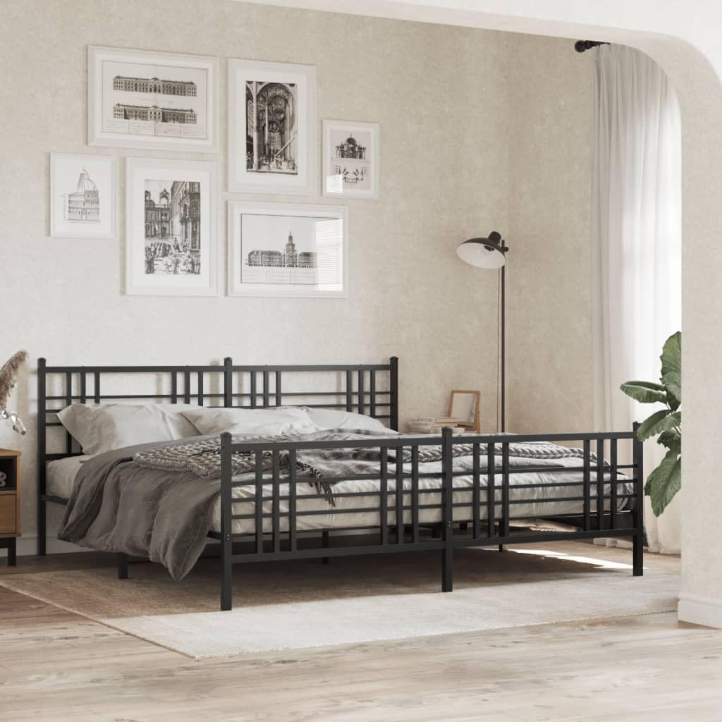 Black Steel Full Bed Frame Rectangular Traditional Design with Underbed Storage Space, Heavy Duty Metal Bed Frame for Master Bedroom and Guest Room, Durable Construction