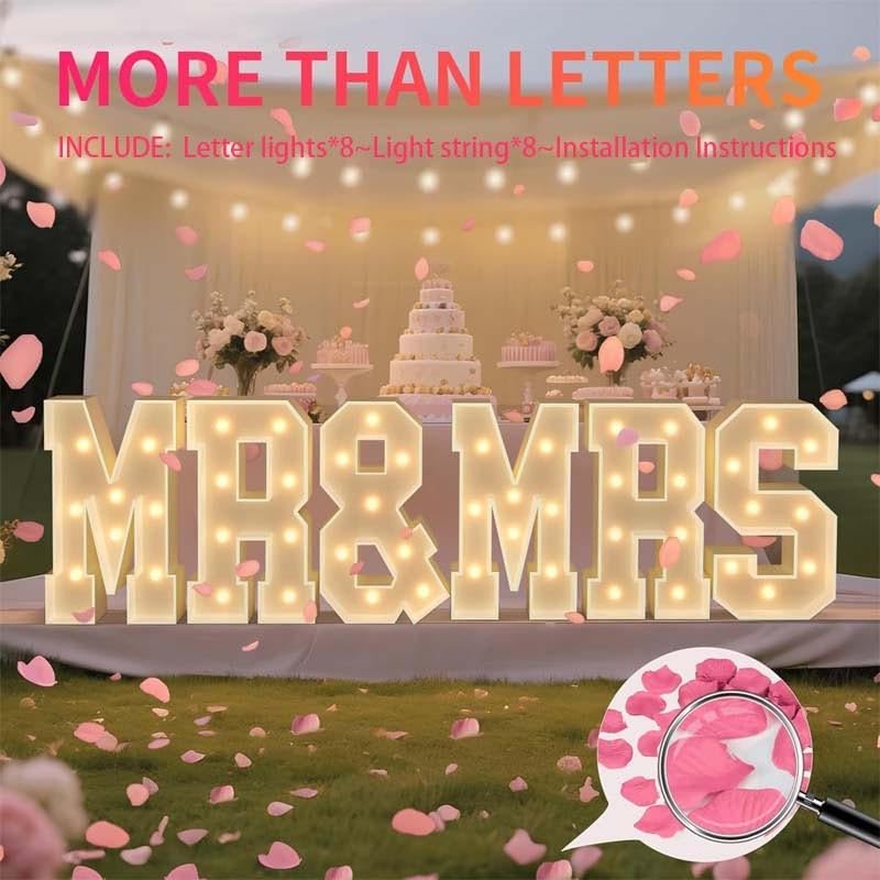 3FT MR&MRS White Letter Lights 6Pcs Set, Large Shiny Warm Light Signs, Romantic Decor for Wedding, Proposal, Confession, Surprise Party & Anniversary Celebration