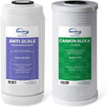 iSpring F2WGB21BDS Whole House 4.5'x10' Water Filtration CTO Carbon Block and Anti-Scale Polyfilter Water Filter Replacement Cartridge Pack Set for WGB21B-DS