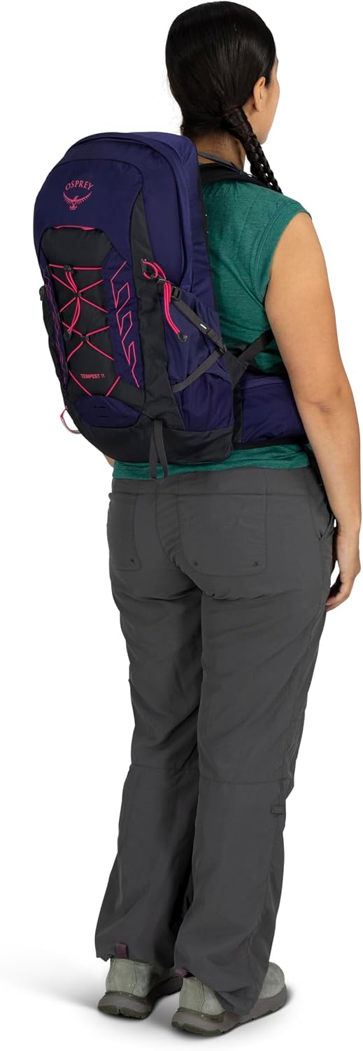 Osprey Tempest 11L Women's Lightweight Hiking Backpack - Small Daypack for Travel & Camping, Red Pampas/Coal Grey