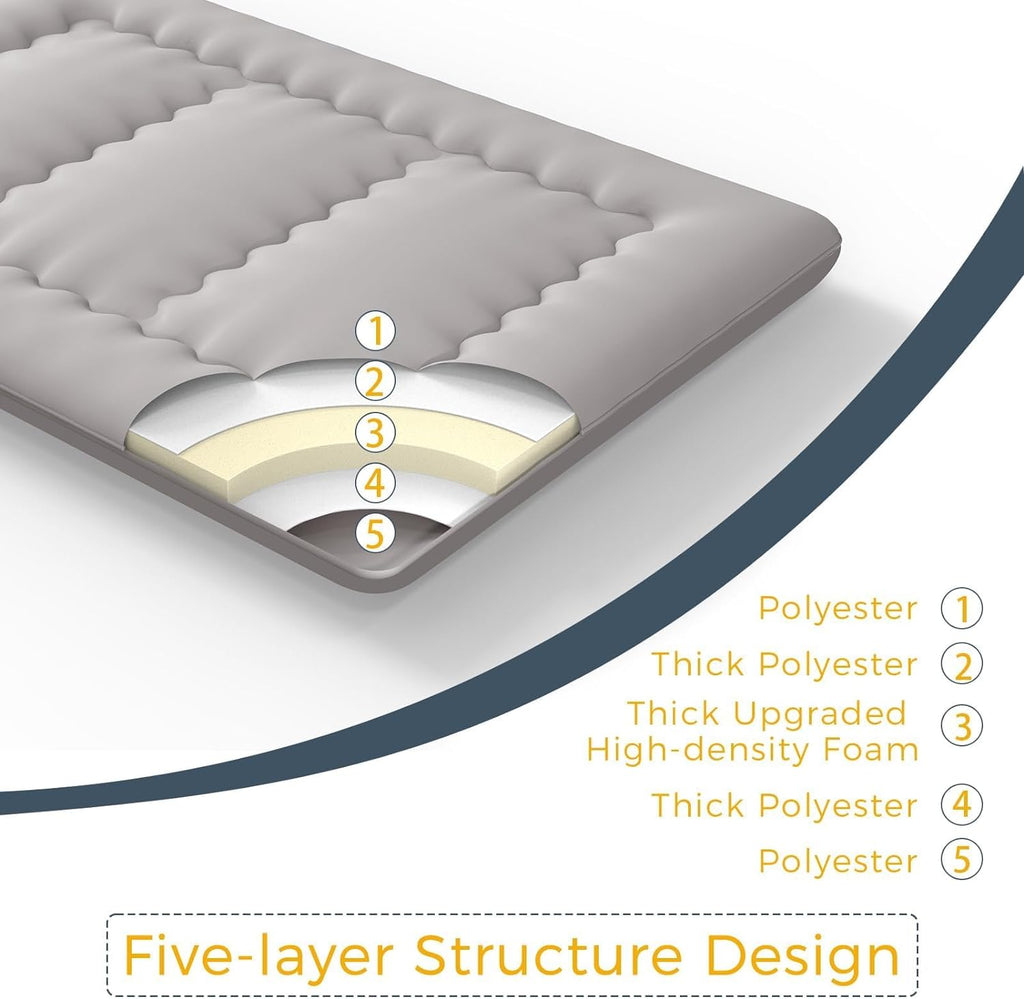 MAXYOYO 6' Extra Thick Japanese Floor Mattress Futon Mattress, Foldable Tatami Pad for Adults, Roll Up Floor Mat for Living Room Guest Room RV, Dark Grey, Twin