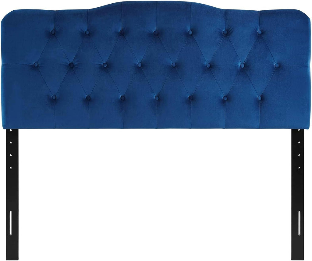 Modway Annabel Diamond Tufted Performance Velvet Full Headboard in Navy