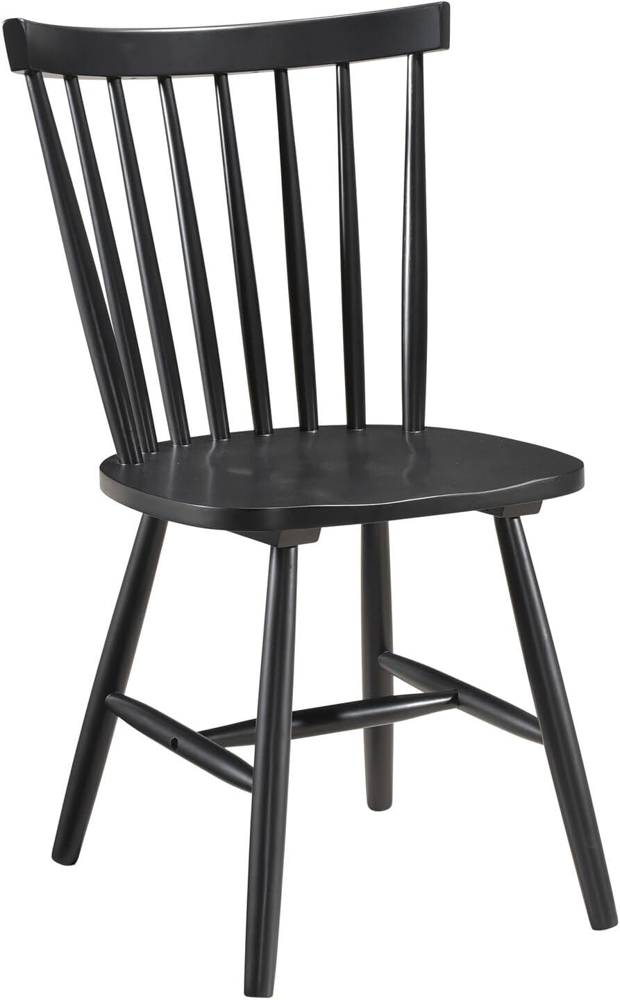 HomeStock Wood Dining Chairs Set of 2 Black Finish Kitchen Side Chairs