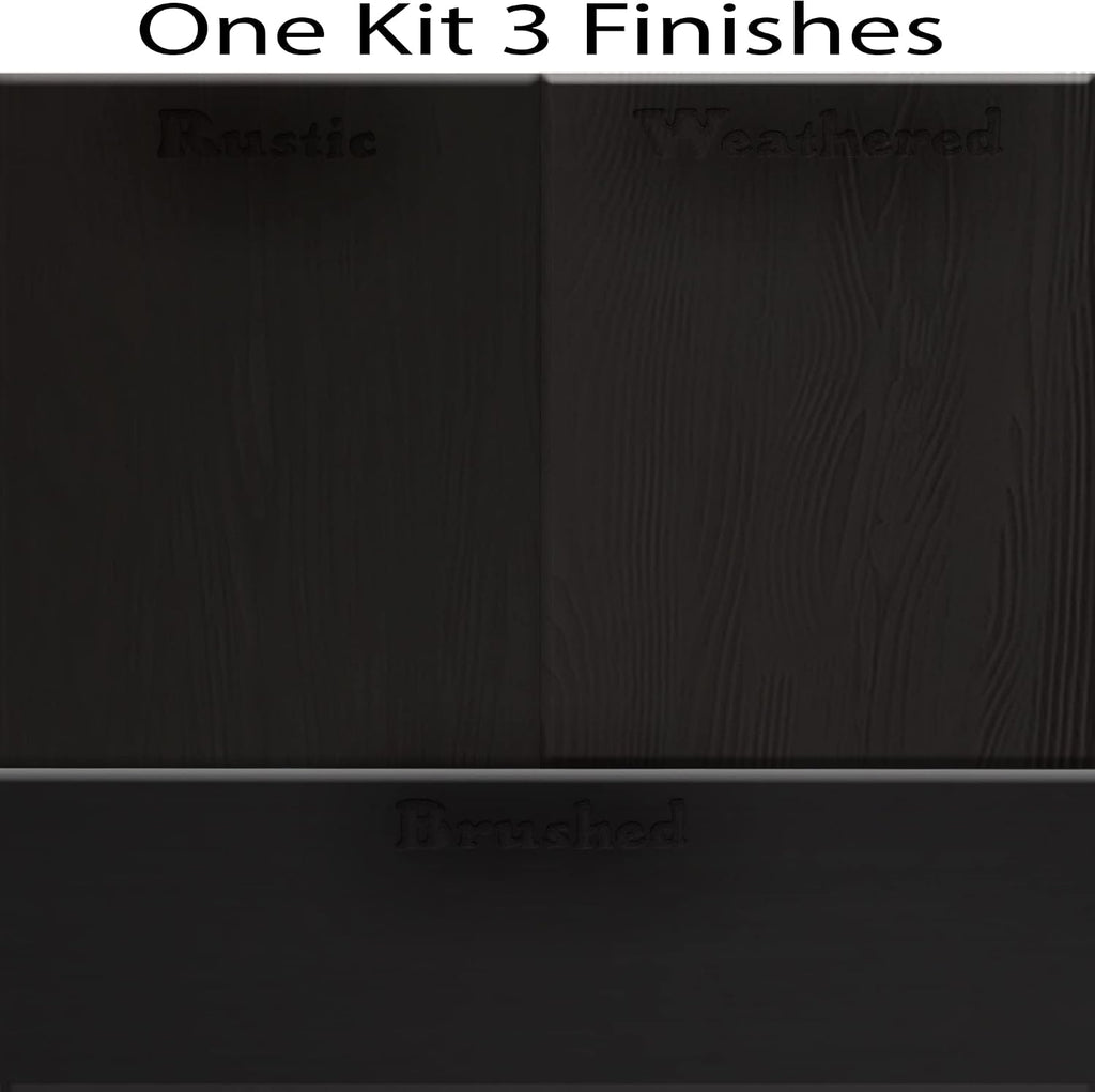 Retique It Wood Finish Multi-Purpose Kit - GO Beyond Faux Wood with Paintable Liquid Wood Based Primer and Gel Stain - Graining Tools Included (2X 16oz, Classic Black)
