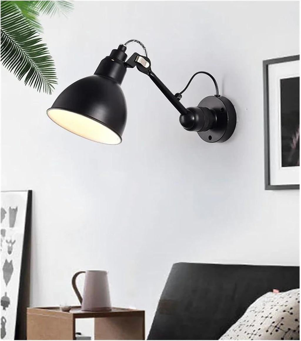 Wall Sconces, Nordic Modern Wall Lamp Beside Bedroom Study Living Room Ajustable Mechanical Arm Light LED Wandlamp Luminaria Sconce(Black)