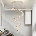 Modern K9 Crystal Led Chandelier Stair Luxury Cube Steel Pendant Lights Indoor Decor Lighting Lamparas Luminarias Lighting Versatile Use(16heads)