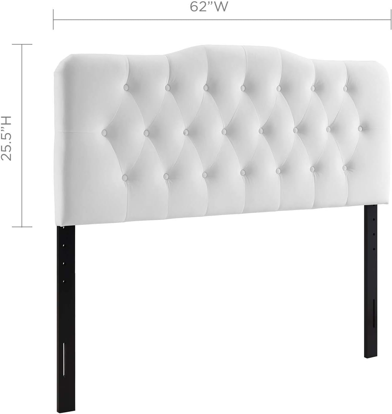 Modway Annabel Diamond Tufted Performance Velvet Queen Headboard in White