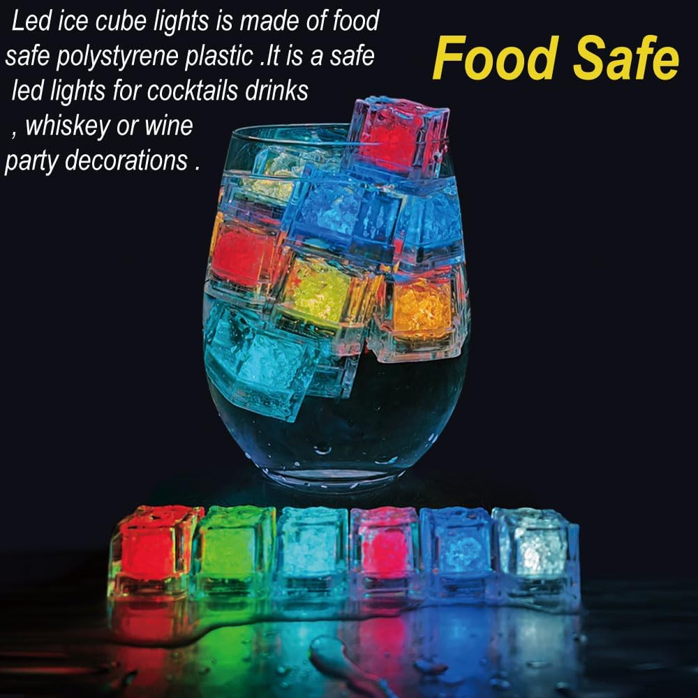 240 Pack Light Up Ice Cubes,Glowing Ice Cubes for Drinks Reusable Mini Led Lights Battery Operated,Multicolor Blinking Fast Flash Glow In the Dark Light Up Ice cubes for Drinks Whiskey Wine Party