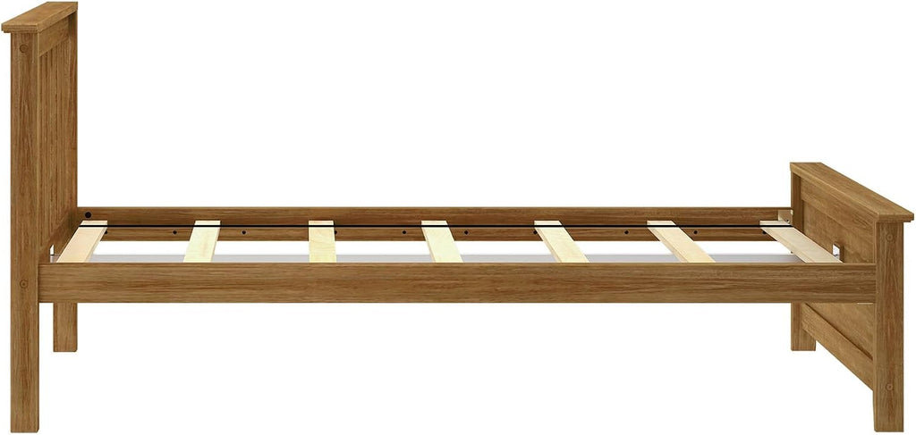 Plank+Beam Solid Wood Twin Bed Frame, Platform Bed with Headboard, Pecan