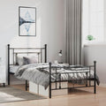 Metal Bed Frame with Footboard Black 39.4'x78.7' Queen/Twin Size Platform Bed Frame Sturdy Steel Construction Underbed Storage Space for Bedroom Guest Room