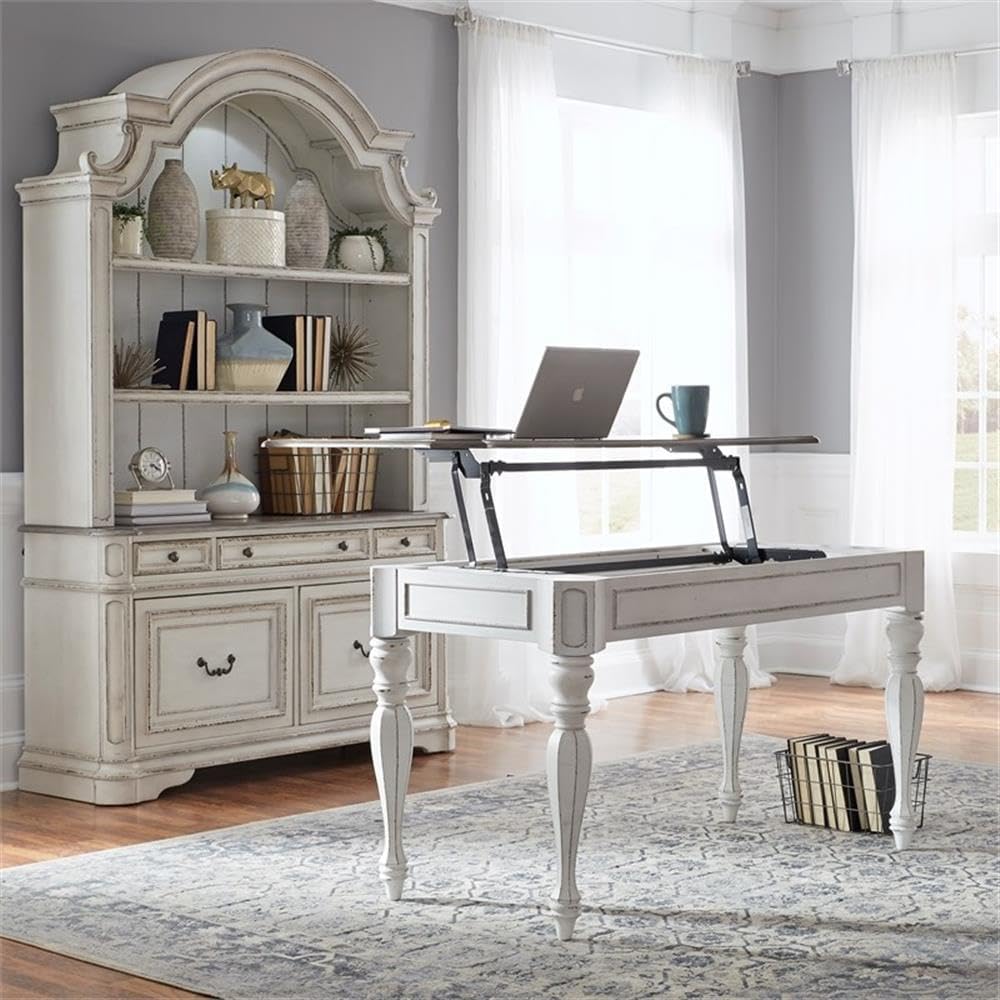 Liberty Furniture Industries Magnolia Manor Lift Top Writing Desk, W56 x D28 x H30, White