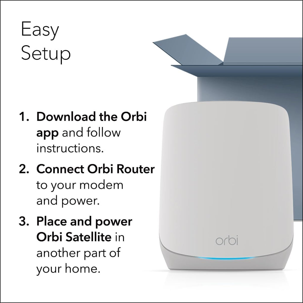NETGEAR Orbi Whole Home Tri-Band WiFi 6 Mesh Network System (RBK753P) – Router with 2 Satellite Extenders – Security Features - Coverage up to 7,500 sq. ft., 75 Devices - AX5200 (Up to 5.2Gbps)
