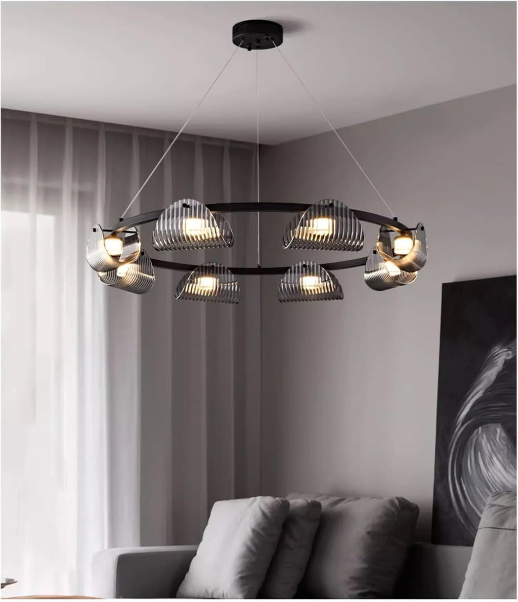 Black Led Pendant Lights Luxury Dining Room Gray Glass Chandelier Indoor Lighting Suspend Lamp Luminarias,Household