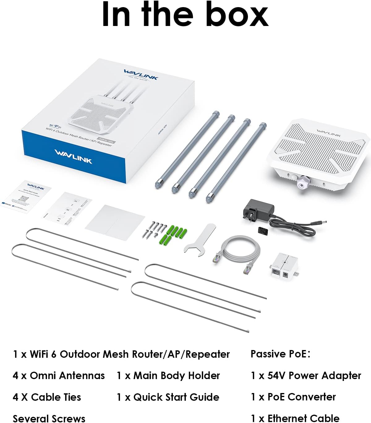 2026 AX1800 Outdoor WiFi 6 Extender Long Range, WAVLINK Outdoor WiFi Access Point with PoE, 4x8dBi High-Gain Antennas, IP67 Weatherproof, Support Up to 256 Devices for Farm, Yard, Patio, RV, Garage