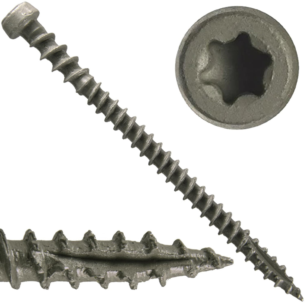 10 x 2-3/4' Castle Gray Composite Decking Wood Screw Torx/Star Drive Head - Exterior Coated - AQC Lumber Compatible - 5 Pound CASE ~3870 Screws