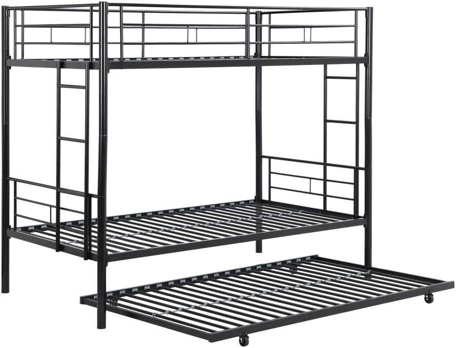 BUNK Bed Pink Twin Over Twin (Black + Metal-1)