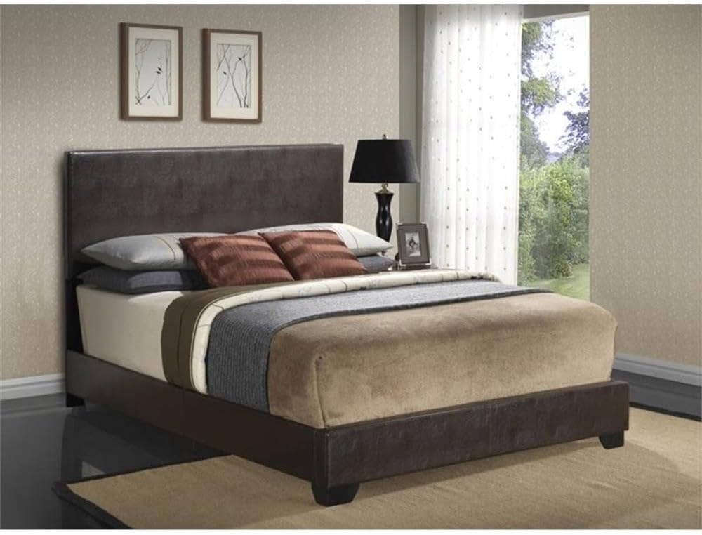 Glory Furniture Aaron Faux Leather Upholstered Full Bed in Cappuccino