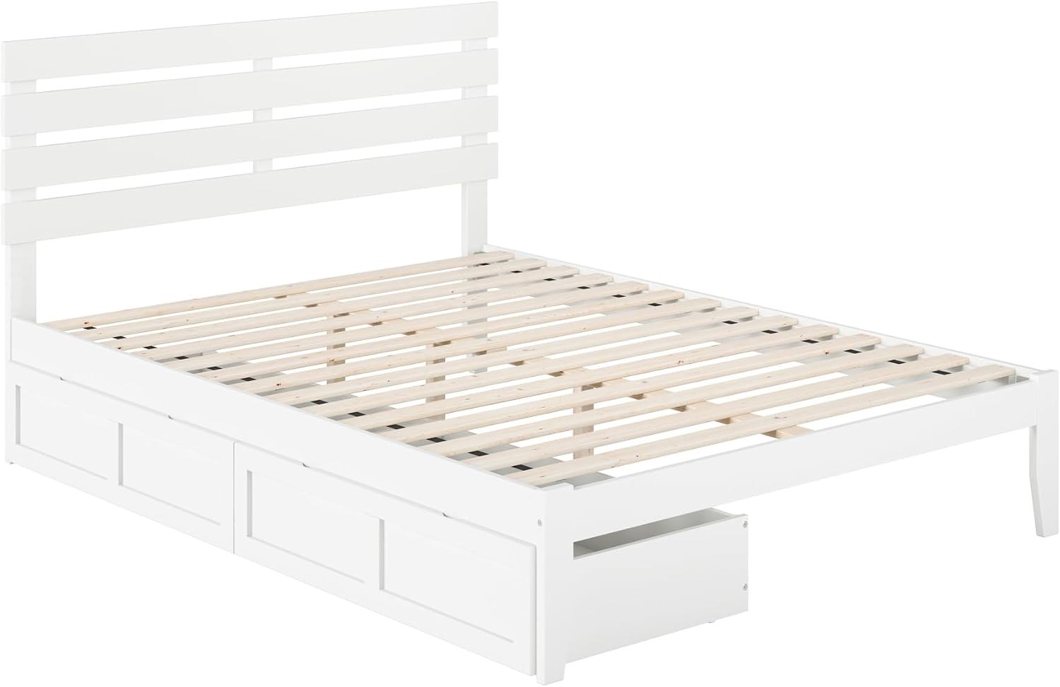 AFI, Oxford Queen Platform Bed with Set of 2 Underbed Storage Drawers, White