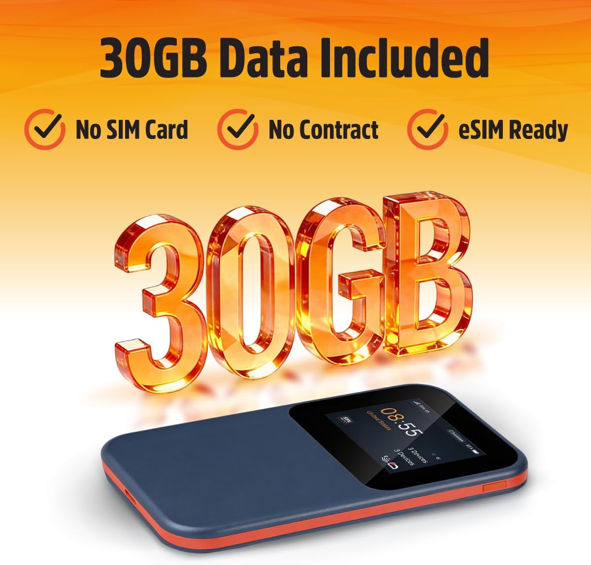 Solis Edge 5G Hotspot Device, Bundle Includes Lifetime Data (12GB Per Year) and 30GB Global Data, WiFi in 140+ Countries, Access 300+ Mobile Carriers, Portable Internet by SIMO