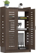 Large WiFi Router Cabinet 20''x31''x10'' Floor Standing Modem Organizer with Cable Management, White Electronics Enclosure for Power Strips & Network (Brown)