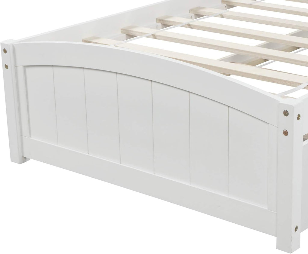 Bellemave Twin Size Platform Bed with 2 Storage Drawers, Solid Wood Twin Bed Frame with Slat Support and Headboard for Kids, Teen, Adults, No Box Spring Needed(Twin, White)