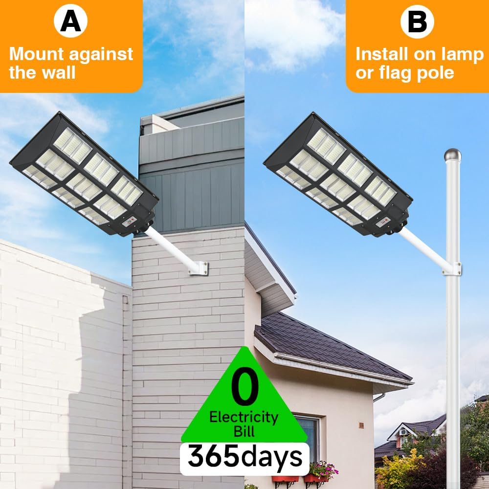 24000W Solar Street Lights Outdoor, 24000 Lumens Dusk to Dawn Motion Sensor Security Flood Light with Remote Control, Wireless, Waterproof, Perfect for Garden,Yard, Street, Parking lot