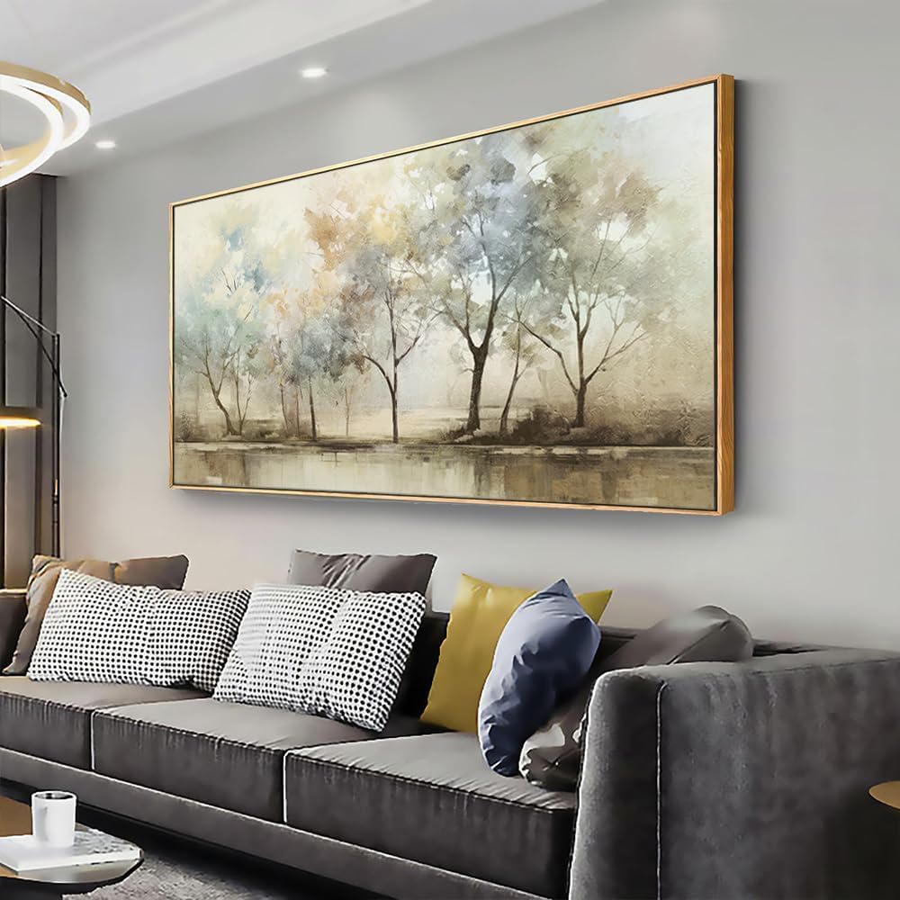 VHMING Abstract Wall Art Artwork Retro Trees Pictures Decor Canvas Painting Framed Ready to Hang Living Room Bedroom and Office Wall Decor 24x48 Inch