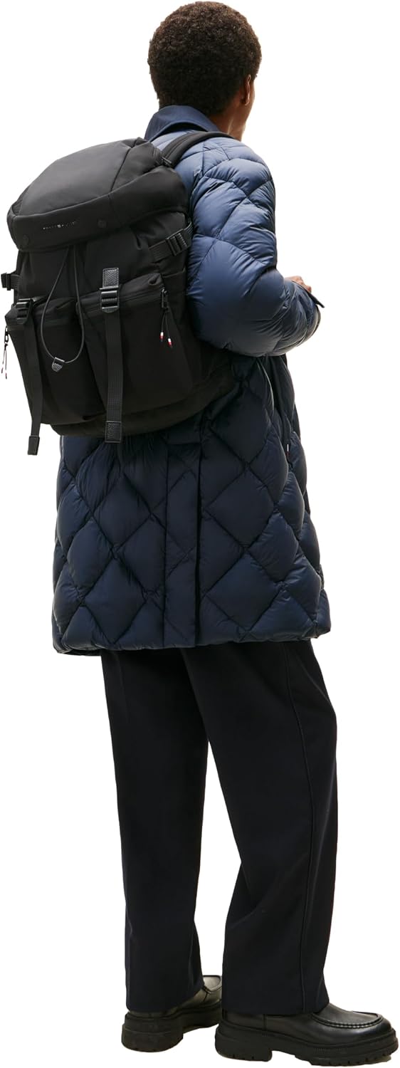 Tommy Hilfiger Mens Travel Flap Backpack,BLACK One Size