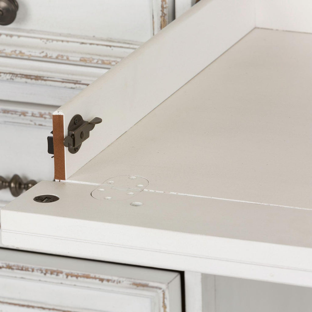 Liberty Furniture Magnolia Manor Credenza Desk & Hutch for Home Office - Antique White & Weathered Bark