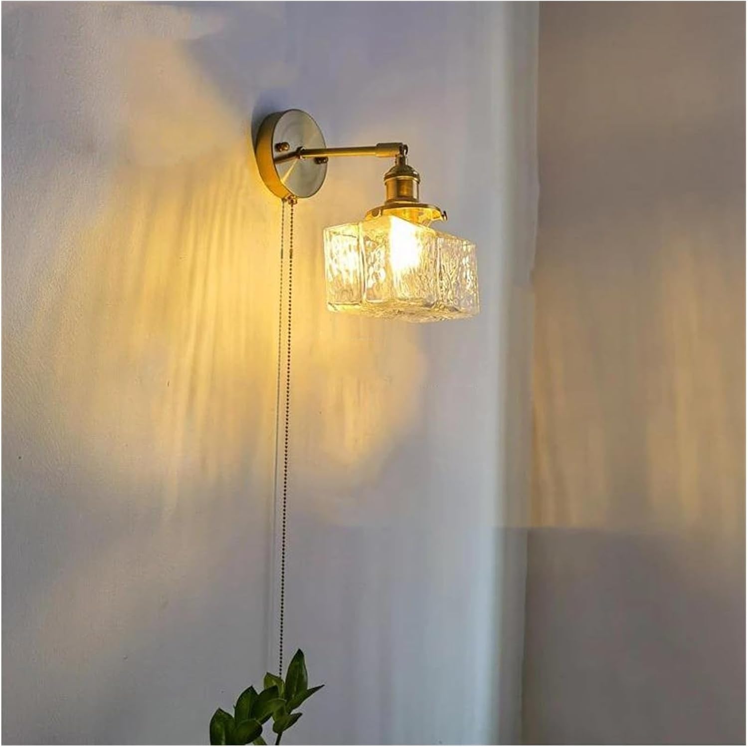 Wall Sconces, Glass LED Bathroom Mirror Light Copper Home Indoor Lighting Luminaria Bedroom Living Room Nordic Modern Wall Lamp Sconce(Pull Chain Switch-C)