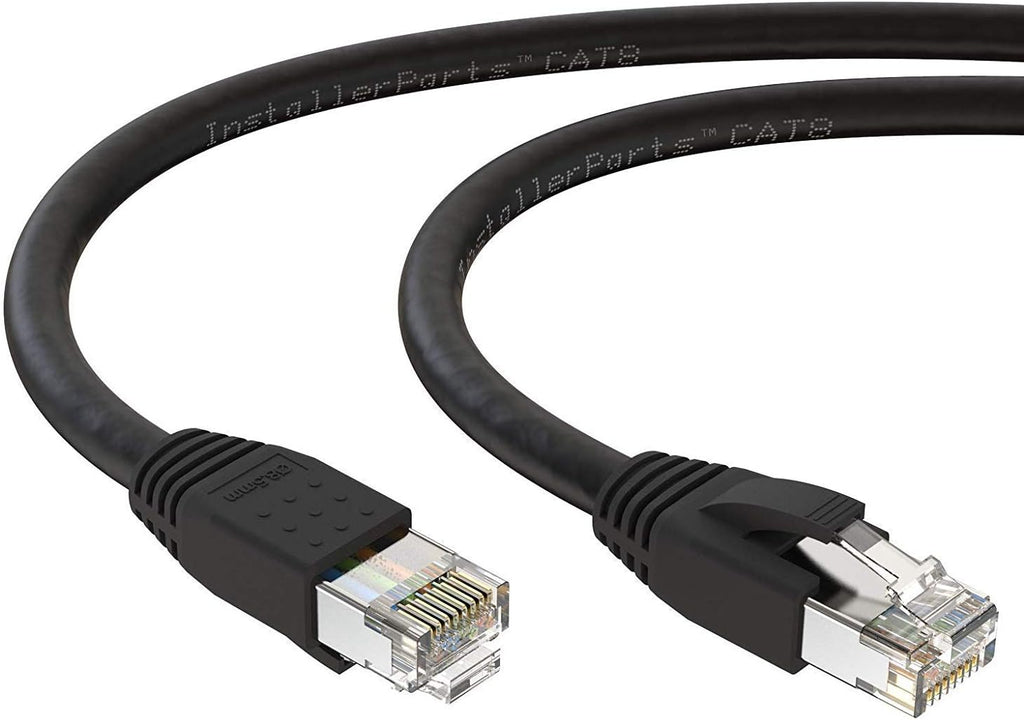 InstallerParts Ethernet Cable CAT8 Cable (50 Pack) 0.5 FT - Black - Professional Series - 40Gigabit/Sec Network/High Speed Internet Cable for Router, Modem,Gaming/2000 MHZ, 24AWG