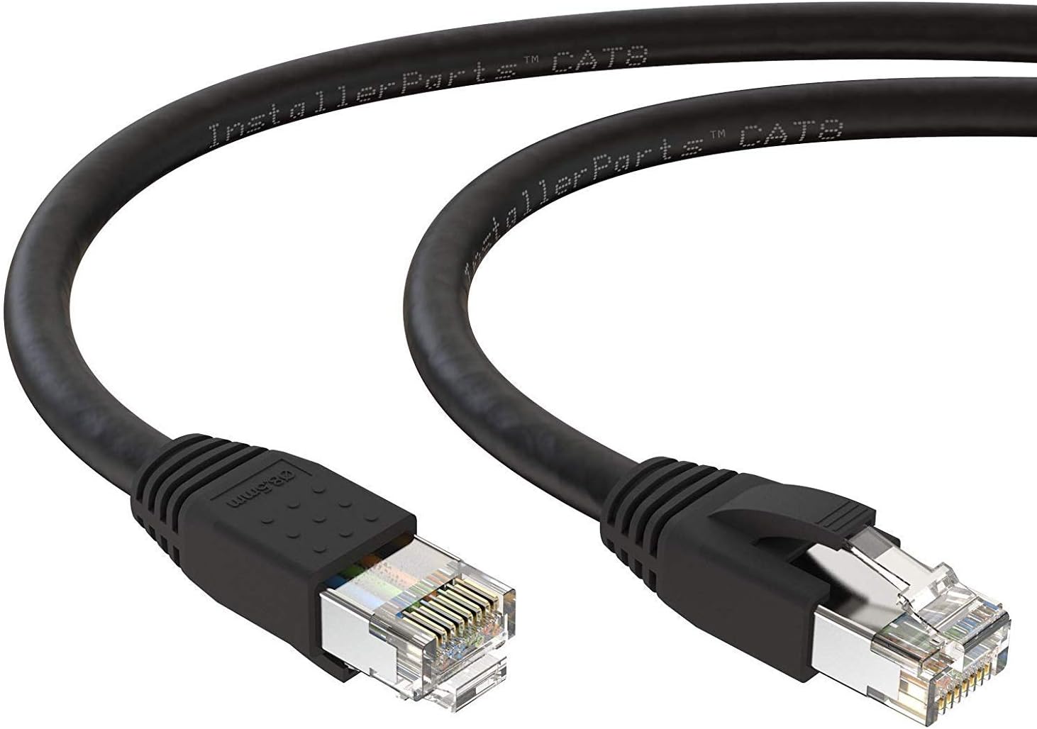 InstallerParts Ethernet Cable CAT8 Cable (50 Pack) 0.5 FT - Black - Professional Series - 40Gigabit/Sec Network/High Speed Internet Cable for Router, Modem,Gaming/2000 MHZ, 24AWG