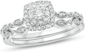 Cali Trove Halo 1/4 Ct Natural Diamonds Engagement Ring with Round Center and Matching Band | 925 Sterling Silver Rings | Bridal Set for Women | Sparkling Wedding Jewelry Style | Elegant Gift for Her