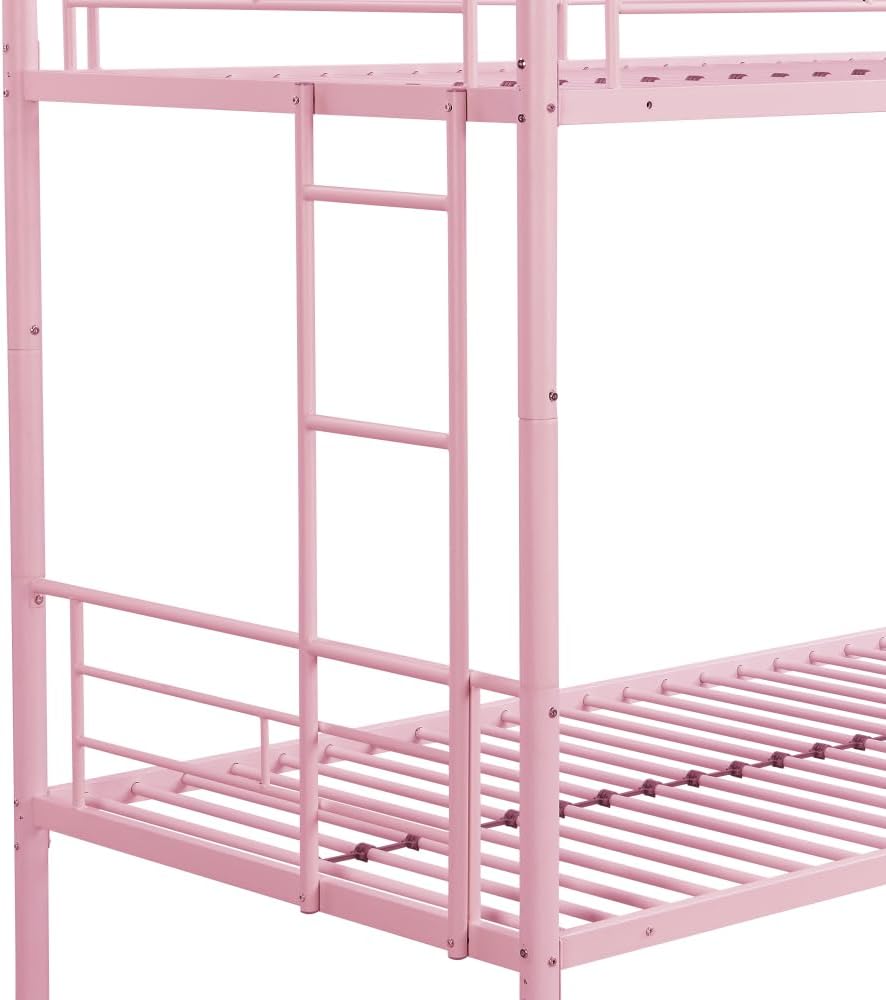 BUNK Bed Pink Twin Over Twin (Pink + Metal)