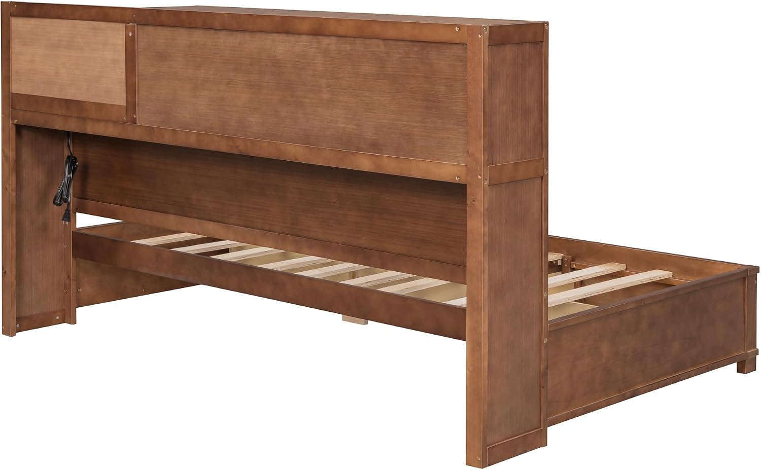 Twin Size Wooden Daybed with 3 Storage Drawers and Shelf, Multi-Functional Sofa Bed Frame with Upper Soft Board, USB Ports and A Set of Sockets for Kids Teens Adults (Brown-OP43)