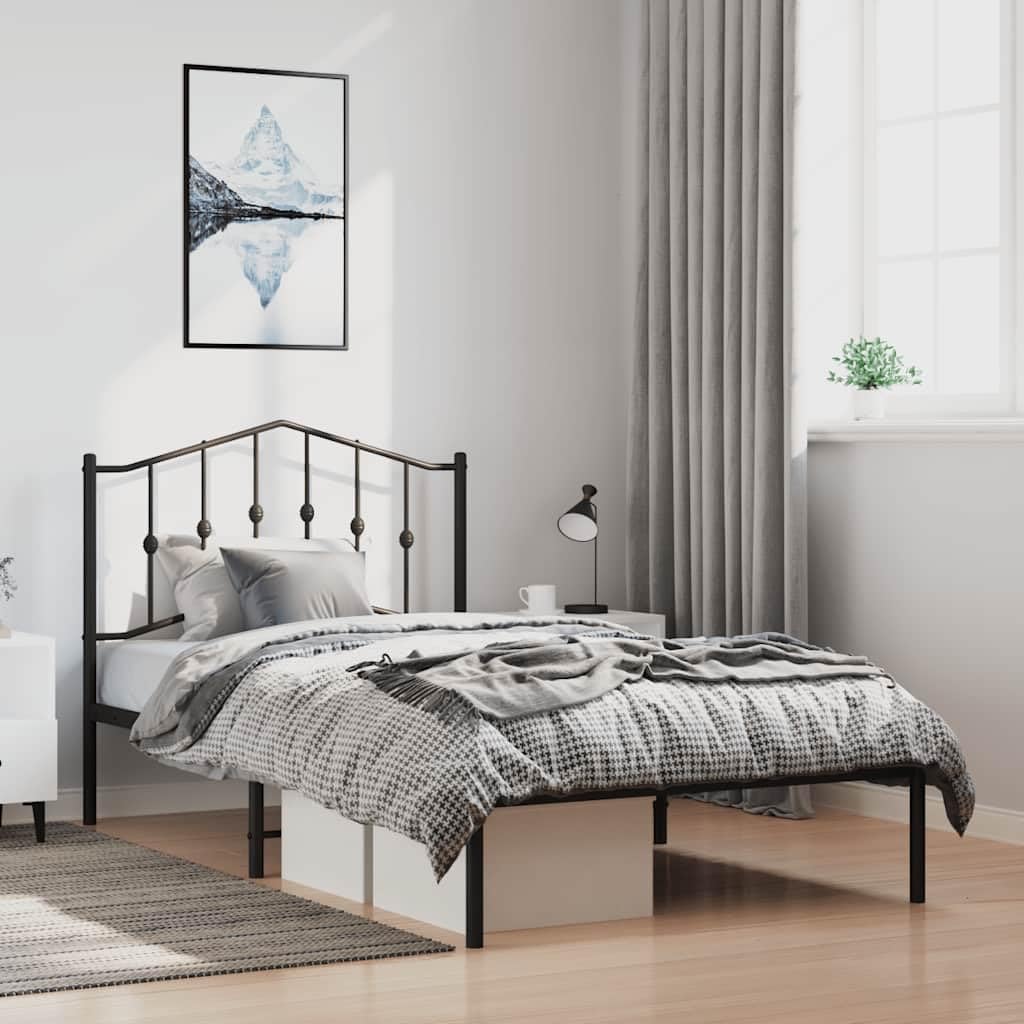 Black Steel Twin Bed Frame with Minimalist Frame Design, Modern Rectangular Structure for Bedroom, 4 Pieces Included for Enhanced Stability and Support